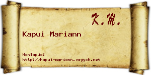 Kapui Mariann névjegykártya